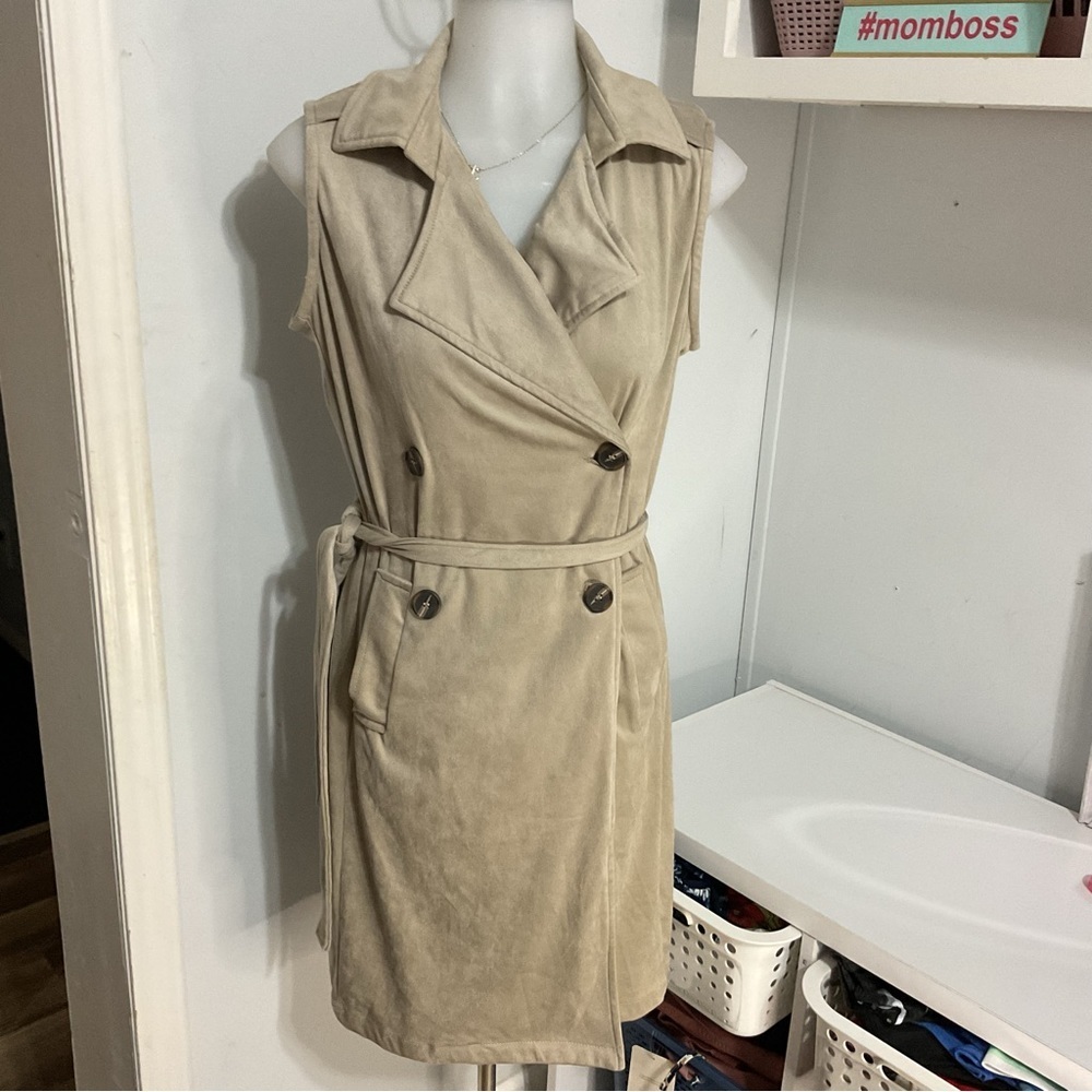 Kendall + Kylie Faux Suede Tan Wrap Dress Size S